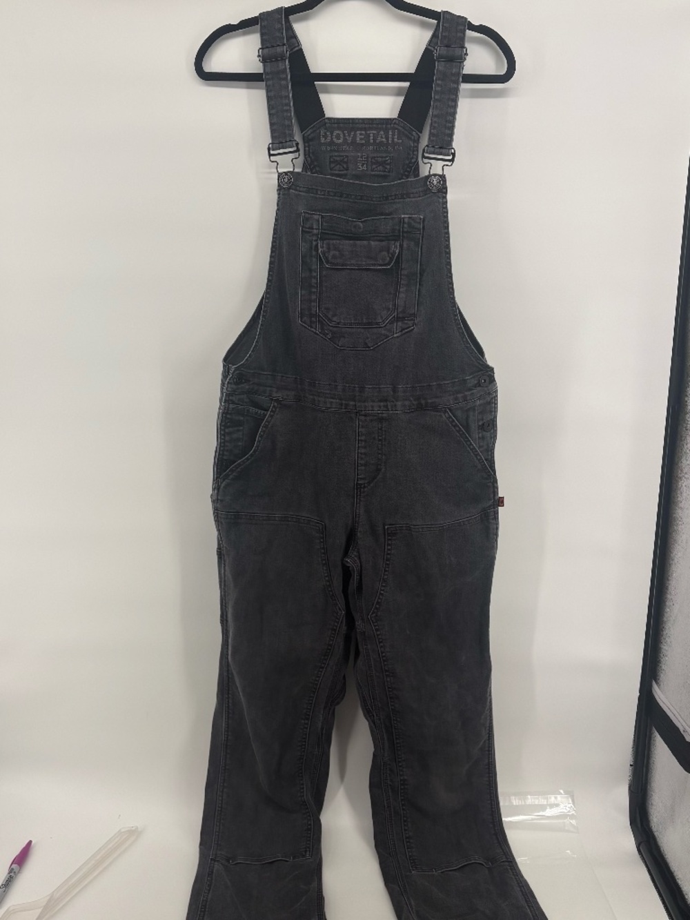 dovetail workwear black straight leg overalls size 12